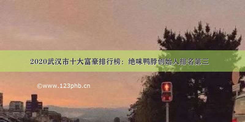 2020武汉市十大富豪排行榜：绝味鸭脖创始人排名第三