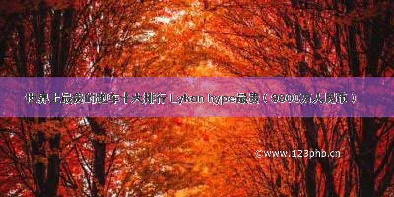 世界上最贵的跑车十大排行 Lykan hype最贵（9000万人民币）