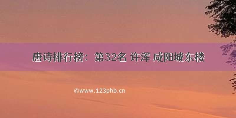 唐诗排行榜：第32名 许浑 咸阳城东楼